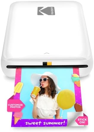 KODAK Step Instant Smartphone Photo Printer, Portable Mini Color Wireless Mobile Printer, Zink 2x3” (5.1x7.5 cm) Sticky-Back Photos, Bluetooth Compatible with iOS & Android Devices, Editing App, White by Unknown