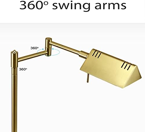 O'Bright LED Pharmacy Table Lamp, Full Range Dimming, 12W LED, 360 Degree Swing Arms, Desk, Reading, Craft, Work Lamp, ETL Tested, Antique Brass (Gold) - Image 4