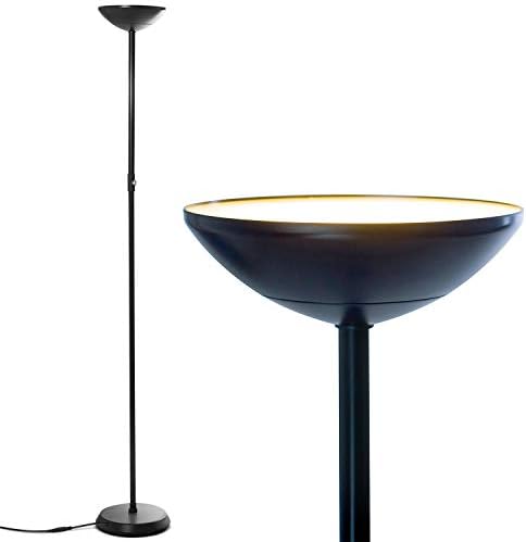 Brightech SkyLite LED Floor lamp, Torchiere Super Bright Floor Lamp for Living Rooms & Offices - 3 Way Dimmable Tall Torch Lamp, High Lumen Standing Pole Lamp for Bedroom Reading - Black by Brightech