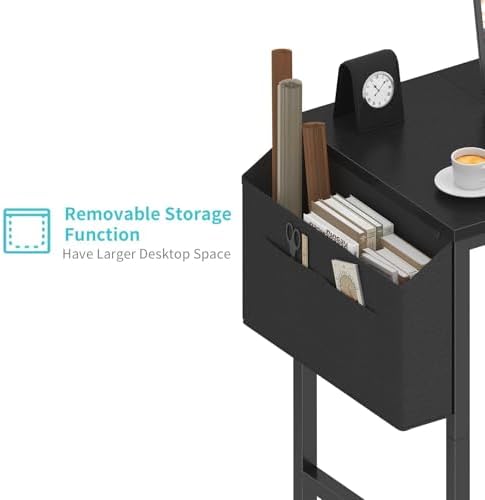 Lufeiya Small Desk for Small Spaces, 32 Inch Kids Girls Study Writing Desks for Bedroom, Simple Modern Laptop PC Little Side Table with Storage Bag Headphone Hooks, Black - Image 5