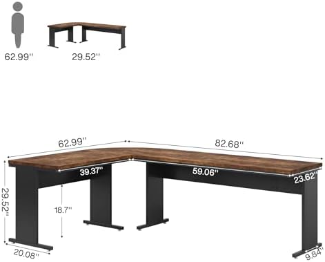 Tribesigns 83-Inch Large L Shaped Desk, Reversible Executive Office Desk, Modern Corner Computer Table Business Workstation for Home Office (Brown) - Image 2