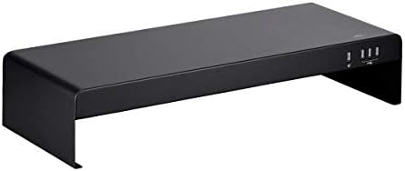 Monoprice Metal Multimedia Desktop Stand - 7.9 x 19.3 Inches - Black With USB Hub & Fast USB Charging Ports, Raised 4 Inches, Monitor Stand & Riser - WorkstreamCollection - Image 2