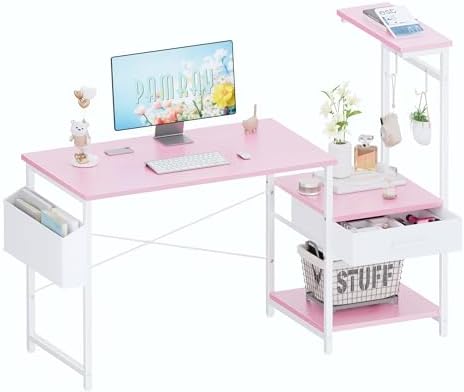 Pamray 50 Inch Small Gaming Computer Desk with Drawers and Shelves by PAMRAY