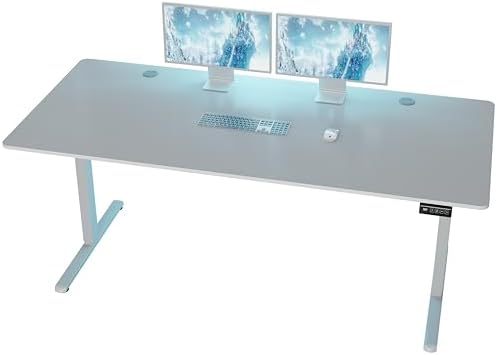 Shintenchi Standing Desk, 71x31 Inch Height Adjustable Electric Sit Stand up Desk, Ergonomic Rising Computer Table, Modern Lift Gaming Desk Workstation for Home Office, White - Image 7