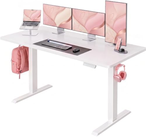 HUANUO 55x27 Inch Electric Standing Desk, Height Adjustable, White by HUANUO