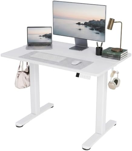 Claiks Electric Standing Desk, 40x24 Inch, White by CLAIKS