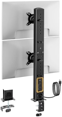 monTEK Powered Stacked Dual Monitor Stand for 17-32", Clamp/Grommet by monTEK
