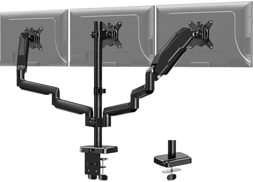 MOUNT PRO Triple Monitor Mount for 13-27 inch Screens, 3 Monitor Desk Mount, Height Adjustable Triple Display Stand, Full Motion Three Computer Arm Hold up to 17.6lbs Each, VESA 75x75, 100x100 by MOUNTPRO
