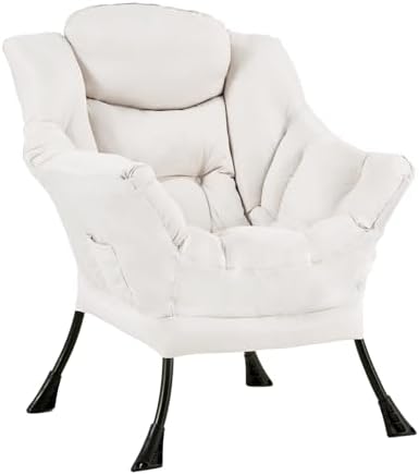 Furlide Lazy Chair with Ottoman, Soft Comfy Chair for Bedroom, Beige by Furlide