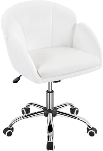 Yaheetech Snowy Petal Velvet Makeup Vanity Desk Chair with Wheels, Swivel by Yaheetech