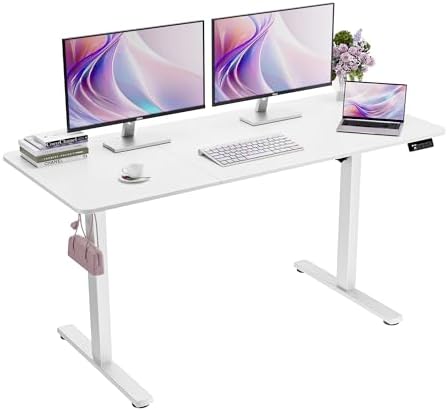 ERGOMAKER 55"x24" Standing Desk, Height Adjustable Sit-Stand Office, White by ERGOMAKER