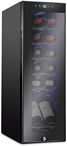 Ivation 12 Bottle Compressor Wine Cooler, Freestanding Fridge w/Lock, Black by Ivation