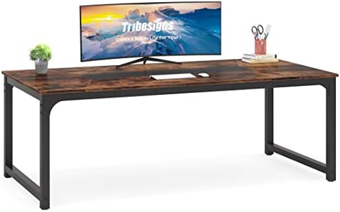 Tribesigns Modern Computer Desk, 78.7 x 39.4 inch X Large Executive Office Desk Computer Table Study Writing Desk Workstation for Home Office,Rustic/Black by Tribesigns