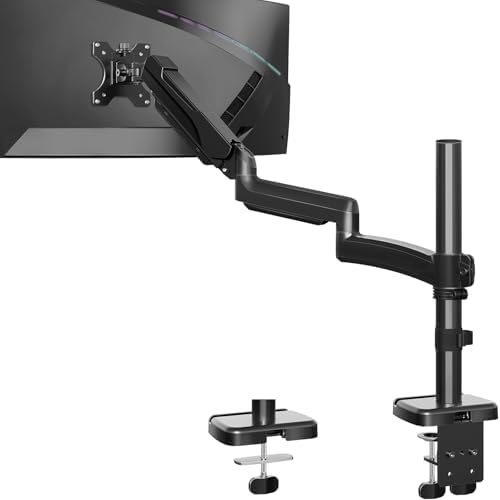 MOUNTUP 27 inch Extra Long Monitor Arm, Single Desk Mount for 22-32 inch, Tall Monitor Stand Holds 4.4-19.8lbs, Height Adjustable Monitors Stand for Desk with C-Clamp/Grommet Base, Black by MOUNTUP