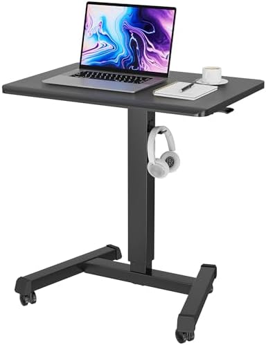 BONTEC Mobile Standing Desk Adjustable Height,Rolling Laptop Cart with Hook by BONTEC