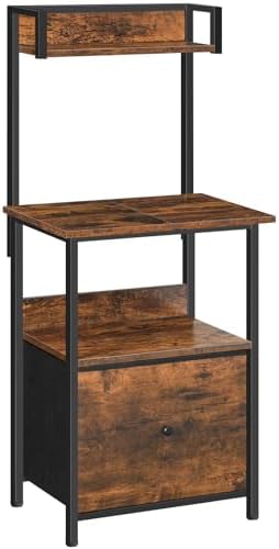 MAHANCRIS Printer Table with Storage, Home Printer Stand with File Cabinet, Fits A4/Letter Size Files, Printer Cabinet with Large Tabletop, Display Shelf, for Home Office, Rustic Brown PTHR3501 by MAHANCRIS