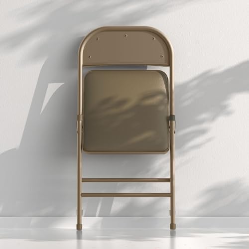 Nazhura Folding Chairs with Padded Vinyl Cushion Chairs with Comfortable Cushion and Durable Steel Frame for Home and Office, for Indoor and Outdoor Events (Kahki, Vinyl, 12 Pack) - Image 5
