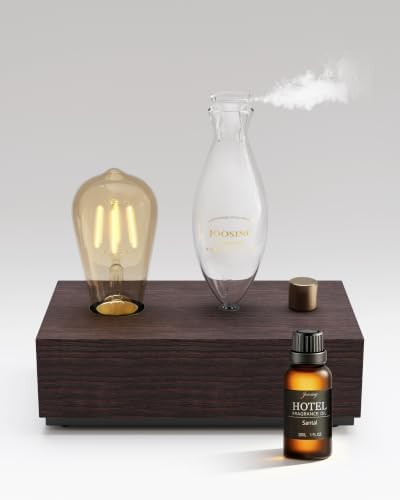 Waterless Oil Diffuser with Wood Base, Tempered Glass Bulb, 3 Color Light by UnlocktheFullPotentialofScentwithJoosing