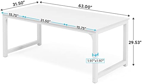 Tribesigns Modern Computer Desk, 63 x 31.5 inch Large Executive Office Desk Computer Table Study Writing Desk Workstation for Home Office, Spliced Desktop, White - Image 2