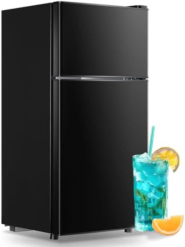 Mini Fridge with Freezer Small Refrigerator for Dorm Black by TACOOL