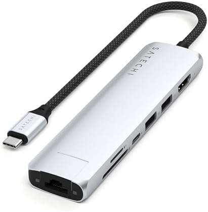 Satechi 7-in-1 USB-C Hub with Ethernet, 4K/60Hz HDMI, Silver by Satechi