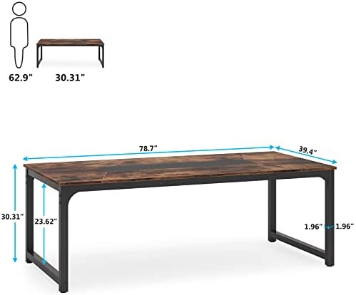 Tribesigns Modern Computer Desk, 78.7 x 39.4 inch X Large Executive Office Desk Computer Table Study Writing Desk Workstation for Home Office,Rustic/Black - Image 3