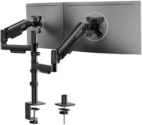 ErGear Dual Monitor Stand, Stacked Monitor Mount for 13-33″ Screens, Up to 19.8 lbs/Arm, Enhanced Stability with Integrated C-Clamp, Upgraded Cable Management, VESA 75x75/100x100mm, Home Office Gaming by ErGear
