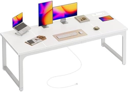 Huuger 63 x 24 inch Desk with Power Outlets & 0.95 Inch Thicker Desktop by Huuger