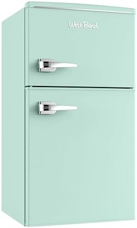West Bend Mini Fridge with Freezer for Bedroom, Office, Bar or Dorm Room, Retro Compact Refrigerator features Glass Shelves, Manual Defrost and Adjustable Temperature Control, 3.1-Cu.Ft., Green - Image 2
