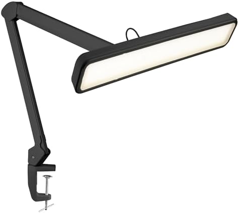 Neatfi XL 2,500 Lumens 30W LED Task Lamp with Clamp | 324 SMD LEDs | CCT | 5 Light Modes | 3000K–6000K | Dimmable | Adjustable Arm with Clamp | Desk Light for Home (Black, 22-Inch Wide Shade) by Neatfi