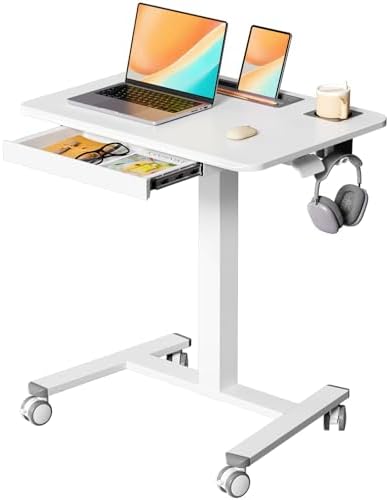 28" Mobile Standing Desk with Drawer, Portable Laptop Desk by JYLHJOYSEEKER