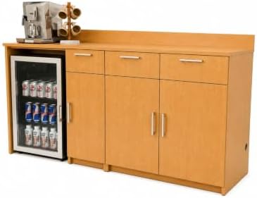 BREAKtime Office Coffee Station Cabinet with Mini Fridge Space & 2-Door Storage, Commercial-Grade, Fully Assembled, 72" W x 24" D x 36" H, Appliances Not Included, Beech by BREAKtime