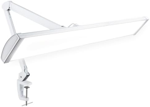 Neatfi Pro LED Task Lamp with Clamp | CRI 95 | 50W | 342 LED Beads | 4,500 Lumens | Touch Dimming | 6500K Daylight | Desk Light for Reading, Crafting & Home Office Use (White-7, 31.8-Inch Wide Shade) by Neatfi