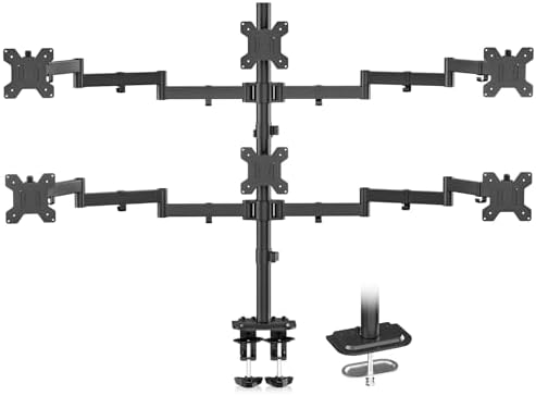 Suptek Hex LED LCD Monitor Stand up Desk Mount Extra Tall 31.5 inch Pole Heavy Duty Fully Adjustable Stand for 6 / Six Screens up to 27 inch (MD68126) by suptek