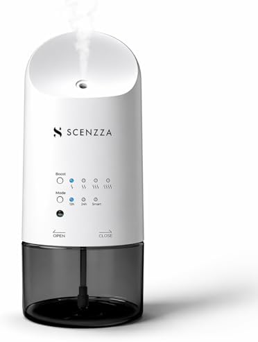 Plug in Waterless Diffuser for Wall Outlet, 160ml Scent Diffuser, Light Sensor, 4 Fragrance Levels & 3 Modes, Long Lasting Fragrance for Home, Office, Hotel & Spa, White by Scenzza