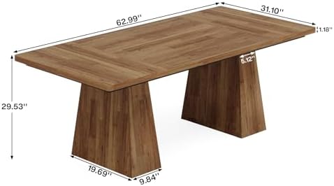 Tribesigns 63-Inch Executive Desk, Large Office Computer Desk with Double Pedestal, Modern Simple Workstations Writing Table Conference Table Business Furniture for Home Office, Light Brown - Image 2