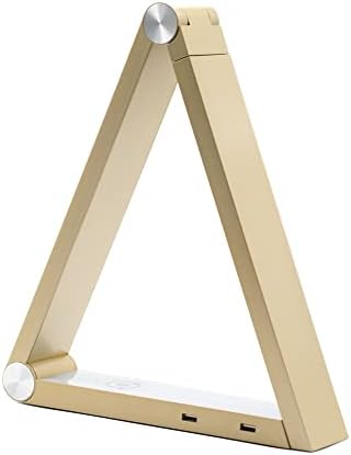 Multifunctional LED Desk Lamp w/Dimmable Touch Controls, 15 Adjustable Light Settings, Wireless Charger, Dual USB Port with Modern Minimalist Design for Dorms Bedroom and Living Room (Gold) - Image 2