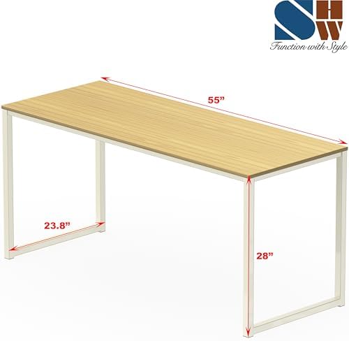 SHW Mission 55-Inch Home Office Computer Desk, Oak - Image 3