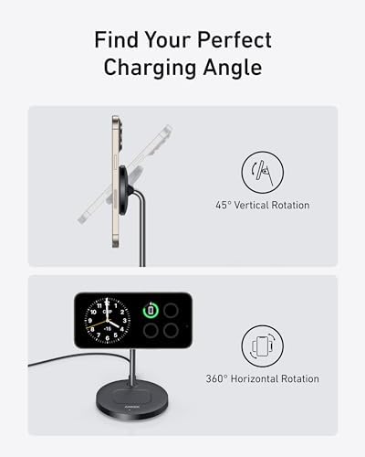 Anker MagGo 2-in-1 MagSafe Compatible Qi2 15W Wireless Charging Stand - Image 4