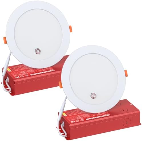 6 Inch LED Recessed Lights with 90 Mins Emergency Battery Backup, 5 CCT 2700K-5000K Dimmable Emergency Downlight, 12W/15W/18W Tunable Canless Wafer Light, ETL/FCC/UL/IC Ceiling Light 100-277V (2 Pack) by SITISFI