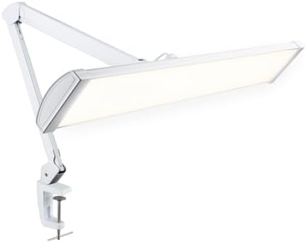 Neatfi Pro LED Desk Lamp with Clamp | 2,300 Lumens | CRI 95 | 30W Dimmable | Adjustable Color Modes | 360 LED Beads | Adjustable Arm for Home Office & Workbench (White-6, 24-Inch Wide Shade) by Neatfi