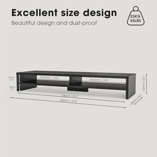 Fenge 31.5 Inch Dual Monitor Stand Riser for Desk, Black - Image 4