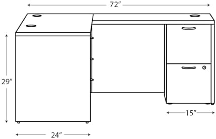 HON MOD L-Desk with Dual Pedestals, Home Office L Shape Executive Desk with Drawers, 66" W x 72" D, Mahogany - Image 4
