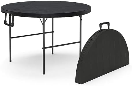 2 PACK of 3.5 Feet Circular Round Foldable Table with Built in Handle & Steel Legs | Heavy Duty Portable | Perfect for Party, Dining, Wedding, Events, Picnic Indoor, Outdoor, Camping, Utility by OurModernSpace