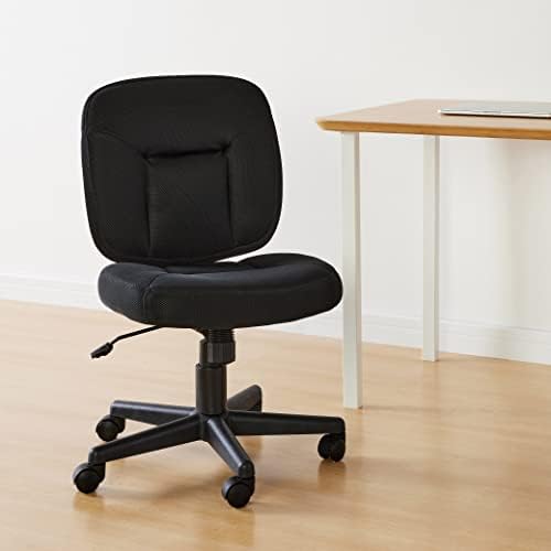 Amazon Basics Low-Back Armless Office Desk Chair with Back Support, Adjustable Height, 360 Degree Swivel, Fabric Upholstery, Rolling Wheels, Black - Image 2