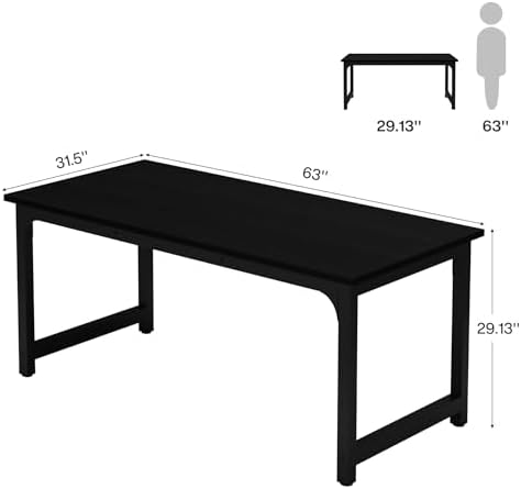 Tribesigns Modern Computer Desk, 63 x 31.5 inch Large Office Desk Computer Table Study Writing Desk Workstation for Home Office, Black - Image 3