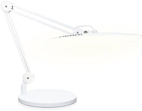 Neatfi XL 2200 Lumens 20W LED Desk Lamp with Clamp – Adjustable Color Temperature | 4-Level Dimmable Light | Home Office, Crafts & Workbench | 20-Inch Wide Head (White, CCT with Base) by Neatfi