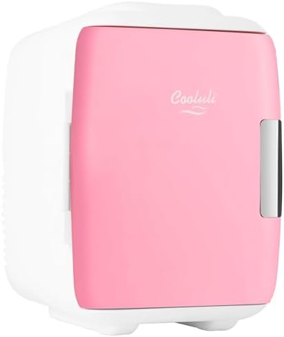 Cooluli Mini Fridge for Bedroom - Car, Office Desk & Dorm Room - Portable 4L/6 Can Electric Plug In Cooler & Warmer for Food, Drinks, Skincare Beauty & Makeup - 12v AC/DC & Exclusive USB Option, Pink by CooluliPortableMultipurposeMiniFridges