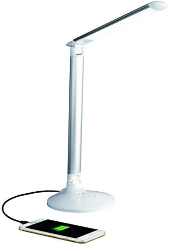 OttLite Command LED Desk Lamp with Voice Assist and USB Port, White by Ottlite