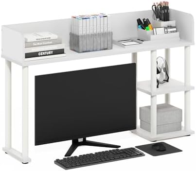 Furinno Classic Desk Shelf, 3-Shelf Desktop Hutch, Book Shelf, 3-Tier Desk Organzier, for Office Supplies, Office Desk Accessories, for Home Office, College, Dorm, White by Furinno-FitsYourSpaceFitsYourBudget